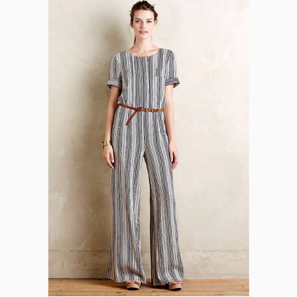 Linen and cotton striped jumpsuit